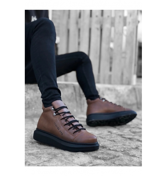 Ba0312 - Высокие спортивные ботинки для мужчин с черной подошвой и шнуровкой. | Sumka