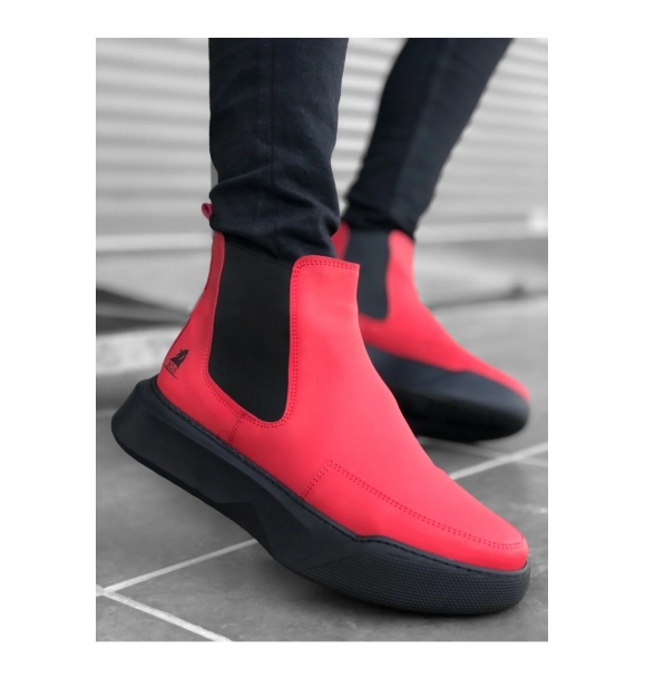 Ba0150 Ботинки для мужчин без шнурков с красной спортивной подошвой | Sumka