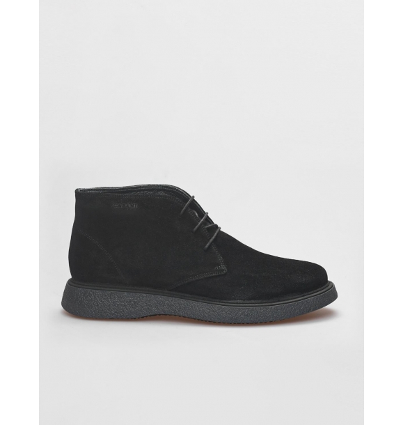 Мужские повседневные ботинки на шнуровке из натуральной кожи и черной замши | Sumka
