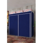 Шкаф из темно-синей ткани с двойными вешалками и большим объемом. | Sumka