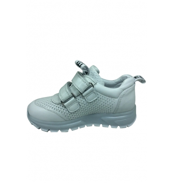 Унисекс детская спортивная обувь, белые с липучкой, 100% кожа, анатомическая. | Sumka