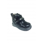 Детская черная кожаная ортопедическая анатомическая ботинка с липучкой. | Sumka