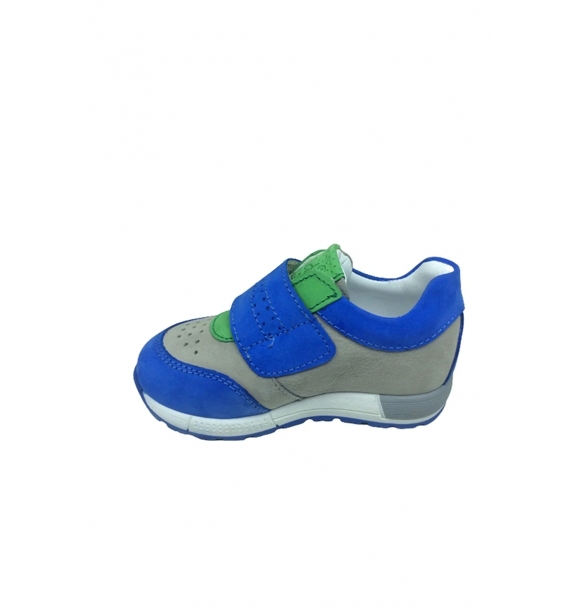 Мальчик сине-серо-зеленые спортивные кроссовки на липучке из анатомической кожи. | Sumka