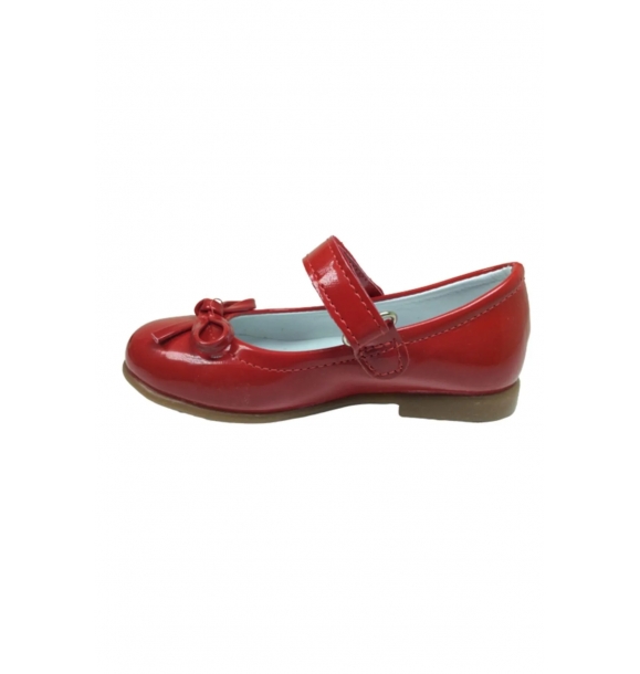 Ортопедические красные лаковые туфли для девочки с бантом и усиками, 100% кожа, для особых случаев. | Sumka