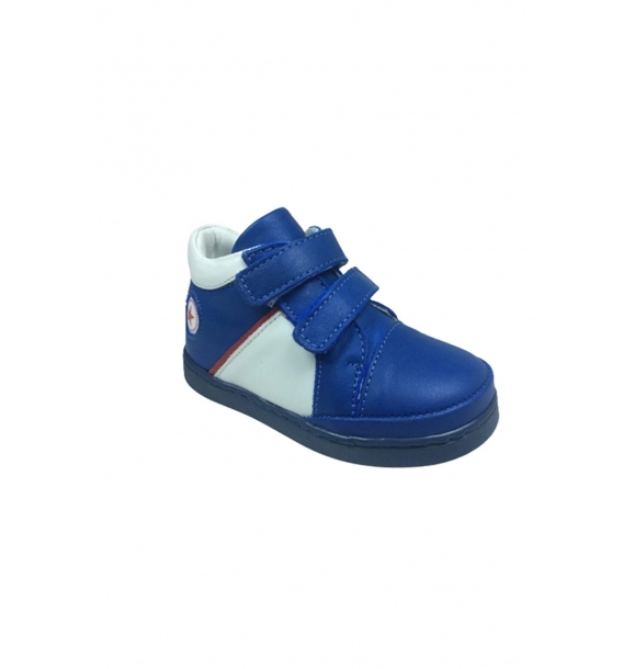 Ортопедические детские мальчиковые ботинки синего цвета с липучкой, 100% кожа, ортопедическая анатомическая. | Sumka
