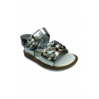 Ортопедические сандалии для девочек Ширинбебе, серебристого цвета, с цветочным узором и липучкой на лодыжке. | Sumka
