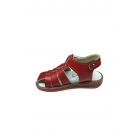 1001 Детский унисекс красный сандалии для мальчиков и девочек с пряжкой на лодыжке, 100% кожа. | Sumka