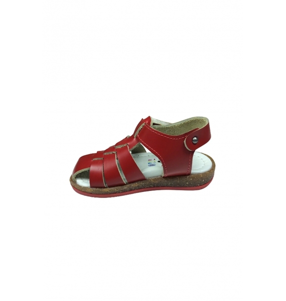 1001 Детский унисекс красный сандалии для мальчиков и девочек с пряжкой на лодыжке, 100% кожа. | Sumka