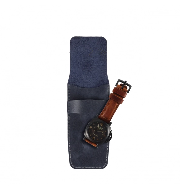 Кожаный чехол для часов - синий джинсовый | Sumka