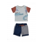 Мужской комплект из хлопковой футболки и шорт с рисунком крокодила для младенца. | Sumka