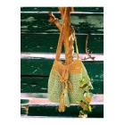 Женская сумка на плечо из бумажной веревки ручной работы светло-коричневого цвета с подкладкой и шнурком | Sumka