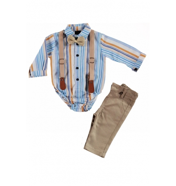 Мальчик-младенец сезонный праздничный костюм с папье-галстуком, рубашкой и комбинезоном | Sumka
