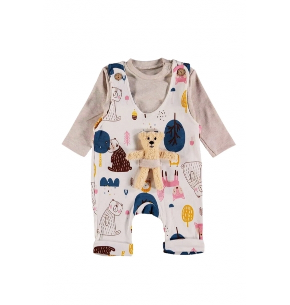 Мальчик младенец, хлопковая ткань, игрушка с медвежонком в виде животного, комбинезон и футболка, 2-х частный комплект. | Sumka