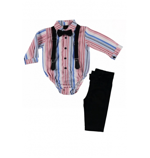 Мальчик-младенец сезонный праздничный костюм с папье-галстуком, рубашкой и комбинезоном | Sumka