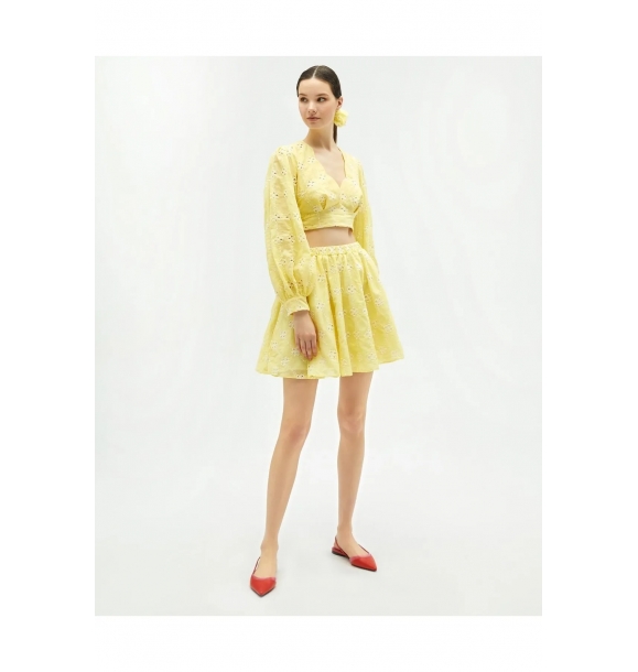 Желтая бродированная юбка | Sumka