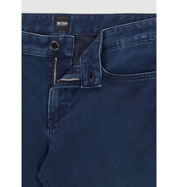 Хуго Босс Мужские брюки из лучшей итальянской ткани с эластаном 50463120 U006239 - Темно-синий. | Sumka