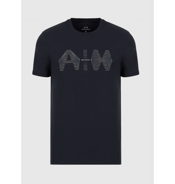 Armani Exchange Мужская футболка с воротником велосипедка 3LZTHK JZE6Z U007371 - Темно-синий | Sumka