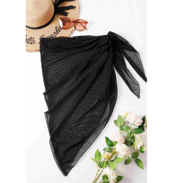 Тюль пляжное платье-парео черного цвета. | Sumka