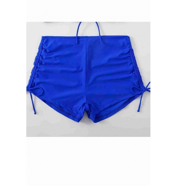 Чернильно-синие трусики для бикини с деталями в виде складок, выполненные в особом дизайне. | Sumka