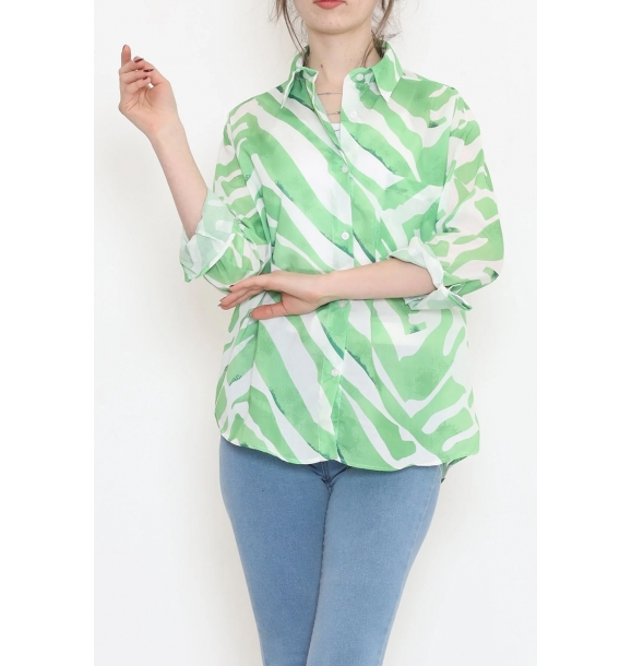Зеленая рубашка с рисунком из вуали — 989.1247. | Sumka