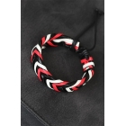 Красно-бело-черный вязаный кожаный мужской браслет | Sumka