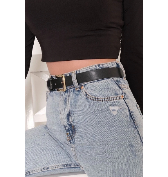 Женские повседневные брюки-юбка модного дизайна с аксессуарами и поясом черного цвета. | Sumka