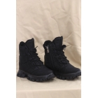 Детские унисекс ботинки с меховой подкладкой черного цвета - 123404.264. | Sumka