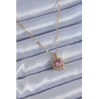 316L сталь Золотого цвета с розовым цирконовым камнем Женское ожерелье | Sumka