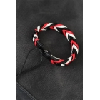 Красно-бело-черный вязаный кожаный мужской браслет | Sumka