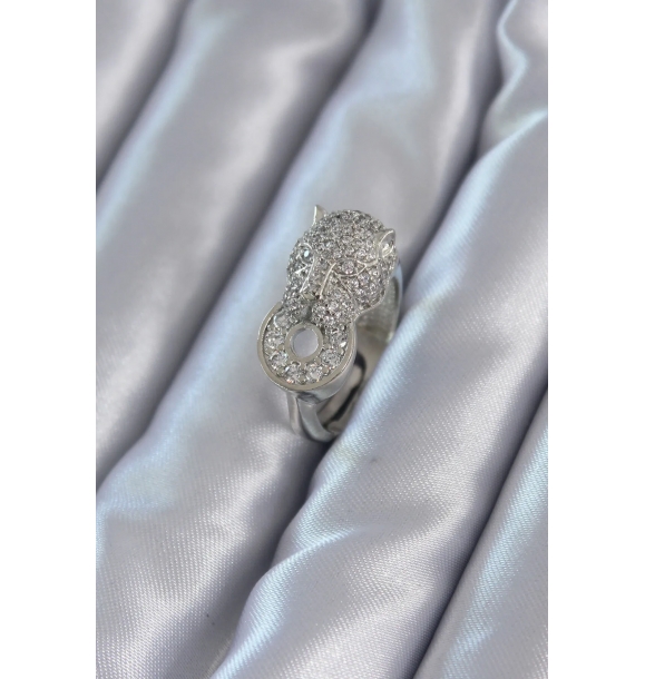 Кольцо для женщин из латуни с регулируемым размером, украшенное камнем циркон и имитирующее рисунок тигра. | Sumka