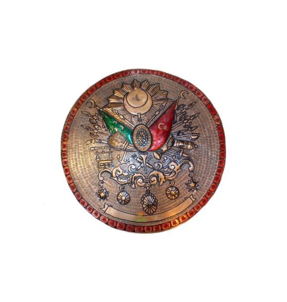 Медная настенная живопись, специальная ручная вышивка, размер 50 см, медная картина, османский государственный герб, модель, сапфировая живопись | Sumka