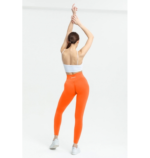 Оранжевые штаны с завязками на бедрах и дополнительным эффектом Push Up, безшовные, высокая посадка, формирующие ягодицы. | Sumka