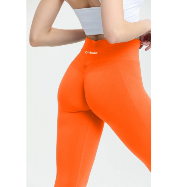 Оранжевые штаны с завязками на бедрах и дополнительным эффектом Push Up, безшовные, высокая посадка, формирующие ягодицы. | Sumka