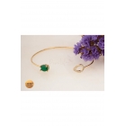 Браслет из 24-каратного золота с цирконом и зеленым натуральным камнем | Sumka