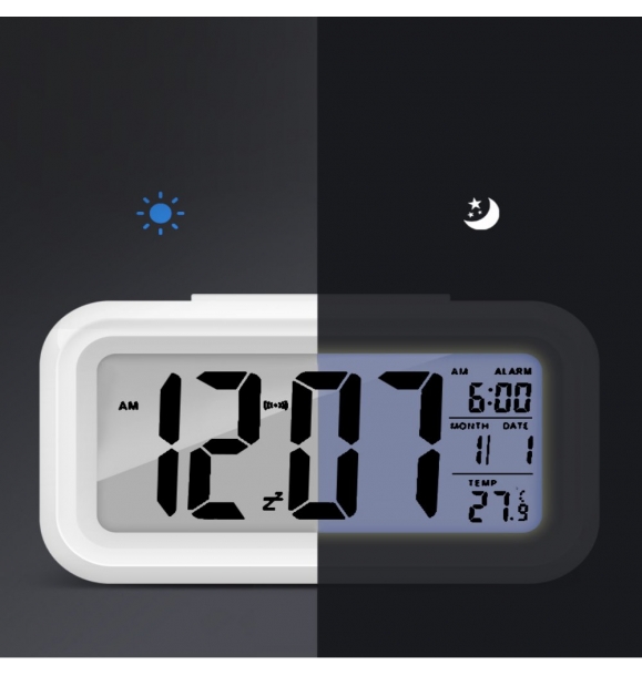 Цифровой будильник — Розовый цвет — Термометр и функции будильника — ЖК-экран — Функции интеллектуального ночного освещения | Sumka
